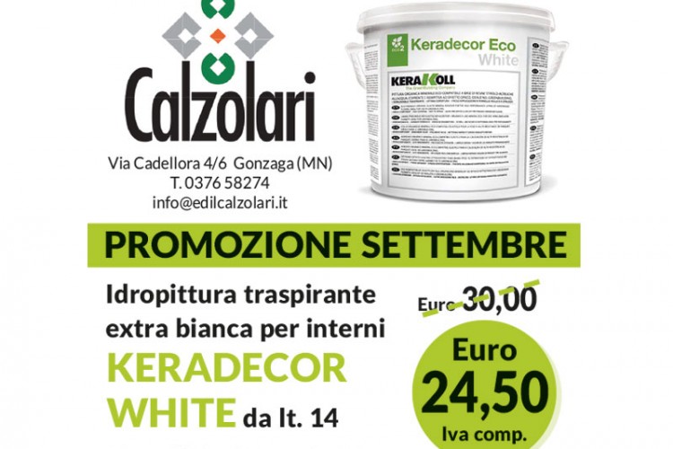 Promozione di Settembre: idropittura Kerakoll a soli 24,50€!